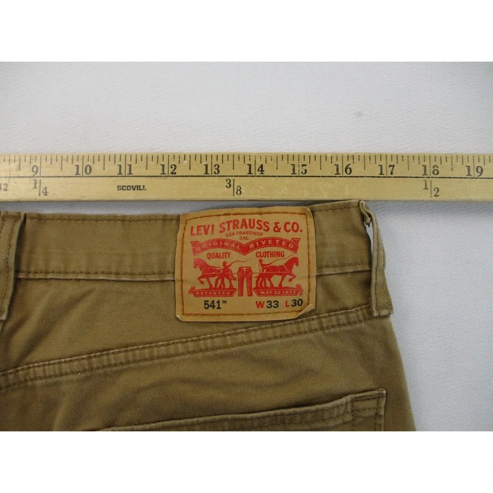 Levi's 541 Athletic Taper Pants Mens 33x30 Brown Khaki Utility Workwear Stretch